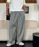 AIDASE  -  Loose Wide Leg Pants for Men Casual Fashion Urban Style Polyester Fabric Four Seasons Suitable Pure Color Micro Stretch aidase-shop