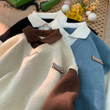 Aidase Sweatshirts Men Preppy Fashion Youthful Autumn Winter Warm Turn-down Collar Fake Two Pieces Korean Style Teenagers Popular Soft