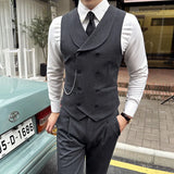 Aidase High Quality Autumn Double Breasted Suit Vest Men Business Formal Sleeveless Vest Slim Fit Wedding Groom Banquet Party Waistcoat aidase-shop