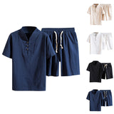 AIDASE  -  Double Breasted Suit Men Men'S Cotton And Linen Set 2 Piece Clothing Shirt T Shirt Commercial Sports And Men Slim Suit Set aidase-shop