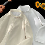 Aidase Spring New Men's Shirts Long Sleeve Solid Color Casual Shirt 2025 Plus Size Harajuku Blouse Fashion Unisex Clothes