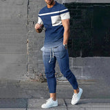 AIDASE  -  Summer Male Loose Casual Printing T-shirt Elastic Waist Pants Set Men Short Sleeve Street Style Pullover Tee Sweatpants Homme aidase-shop