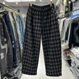 AIDASE  -  Retro Bla White Plaid Loose Straight Leg Casual Pants Men Women Comfortable Drapey Long Trousers Casual Sle Workwear aidase-shop