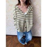 AIDASE  -  American Lazy Sle Hooded Knitted Open Cardigan Men Women Autumn Winter Loose Striped Sweater Jaet Casual Loose Fit aidase-shop