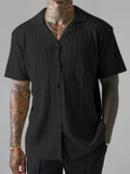 AIDASE  -  Trendy Men's Slim Knitting Shirts 2025 Summer Outdoor Casual Breathable Knit Cardigans Men Vintage Lapel Button Short Sleeve Top aidase-shop