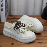 AIDASE  -  Hot Sale Women Thick Sole Canvas Shoes Vintage Fashion Students Breathable Lace-Up Sneakers Platform Black Sports Shoes aidase-shop