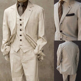 AIDASE  -  Casual Men's Suit 3 Pieces Blazer Vest Pants Bow Collar Single Breasted Buckle Wedding Bussiness Work Wear Costume Size Color