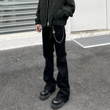 AIDASE  -  American High Street Vibe Pure Black Micro Flare Jeans Men's Straight Leg Slimming Drapey Floor-Length CleanFit Long Trousers aidase-shop