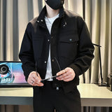 32.27Aidase Jackets Men Moto Biker Solid Pockets Advanced Minimalist Popular Classic Casual Spring Autumn Windproof European Style Retro aidase-shop