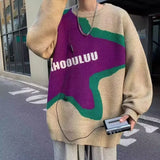 Aidase Y2K Star Patchwork Sweater Men Harajuku Knitted Pullovers Jumpers Sweaters Male Tops Oversized Letter Emboridery Streetwear Men aidase-shop