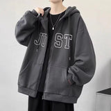 AIDASE  -  Retro American Streetwear Hoodie Jacket Men's Spring Autumn Loose Casual Couple Open Cardigan Fleece Lined Top aidase-shop