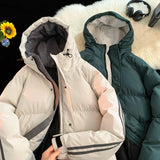 Aidase Autumn Winter Korean Fashion Trend Hooded Cotton-Padded Jacket Men Casual Loose Thick Warm Parka Coat Winter Puffer Jacket Men aidase-shop