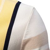 AIDASE  -  Spring Summer New Casual Mens Slim Polo Shirts Vintage Buttoned Lapel Short Sleeve Knit Polos Men Clothes Stylish Striped Polos aidase-shop