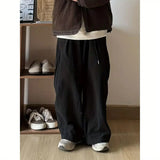 AIDASE  -  Retro Japanese Loose Wide Leg Pants Men's Casual Elastic Waist Trousers Draping Style Workwear Long Trousers for Men And Women aidase-shop