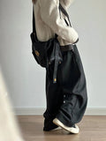 AIDASE  -  Autumn Winter Thi Wide Leg Casual Pants Men Women Loose Drapey Soft Straight Long Trousers Retro Sle High Waist Polyester aidase-shop