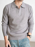 AIDASE  -  Solid Color Knitted Polo Shirts Men 2026 Spring Autumn Daily Casual Long Sleeve Slim Jumper Tops Mens Fashion Polo Sweater aidase-shop