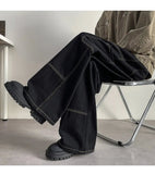 AIDASE  -  Summer New Men Jeans Loose Wide Leg Floor-Length Male Denim Pants Niche Design Style Highlighted Lines Trousers 21E6844 aidase-shop