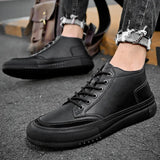 51.74Aidase New Mens Casual Shoes Leather Sneakers Comfort Flat Shoes Male High Quality British Style Comfortable Outdoor Walking Sneakers aidase-shop