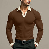 AIDASE  -  Men Shirt Patchwork Knitted Lapel Long Sleeve Casual Men Clothing Streetwear 2025 Fashion Leisure Camisas Shirts S-5XL aidase-shop