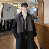 =Aidase Winter Korean Fashion Patchwork Woolen Trench Coat Long Coat Windbreaker Jackets Coats Streetwear Overcoat aidase-shop