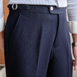 Aidase High Quality Men Blue Business Casual Pant Trousers Pant For Man Office Trouser British Social Club Outfits Pantalones Hombre