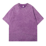AIDASE  -  Washed Old Men and Women Same New FashionTT-shirt New Drop-Shoulder Pure Cotton Solid Color Distressed Short Sleeve aidase-shop