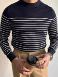 AIDASE  -  Autumn Casual Mens Knit T Shirts Long Sleeve Crew Neck Vintage Jumpers For Men Stylish Striped Knitted Sweaters Tops Male aidase-shop