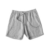 AIDASE  -  Summer Cotton Linen Shorts Men Casual Drawstring Elastic Waist Solid Beach Short Trousers Comfort Breath Sports Home Shorts aidase-shop