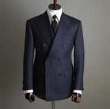 Aidase Fashion 2 Pieces Blazer Pants Men Suits Double Breasted Buttons Peaked Lapel Formal Party Wedding Groom Tuxedo （Jacket+Pants）） aidase-shop