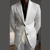 AIDASE  -  High Quality Linen Blend Business Dress Suit Wedding Suit Men Versatile Casual Office Party Prom Costume Homme Men Tuxedo Suit aidase-shop