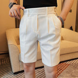 AIDASE  -  New Men Summer Slim-fit British Style Suit Shorts Light Luxury Business Straight-leg Shorts Leisure Button-down Half-pants M-3XL