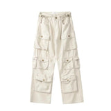 Aidase Street Popular White Multi-pocket Overalls Men's Harajuku Style Loose Casual Trousers Straight Mopping Pants Autumn New aidase-shop