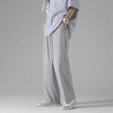 AIDASE  -  Men's Black Ice Silk Wide Leg Pants Thin Man Comfortable Quick Drying Pants Summer Loose Casual Streetwear Loose Trouser Pants aidase-shop