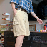 AIDASE  -  Summer Casual Men Cargo Shorts American Style Straight-leg Large Pocket Design Solid Color Male Pants Trend Loose aidase-shop