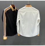 Aidase  Color Blocking Patchwork Design Shirt For Men Spring and Autumn Long sleeve Loose Top Fashion Trendy Casual Shirts Streetwear