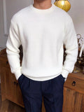AIDASE  -  Leisure Knitting Sweaters For Mens Fall Winter Casual Texture Knit Bottoming T Shirt Fashionable Solid Color Crew Neck Sweater aidase-shop