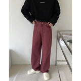 Aidase Korean Baggy Jeans Men Fashion Casual Wine Red Wide Leg Jeans Men Street wear Hip Hop Loose Straight Denim Pants Men Trousers aidase-shop