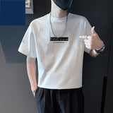 Aidase Fashion O-Neck Korean Printed Letter T-Shirts Men's Clothing 2025 Spring Summer New Loose Casual Tops All-match Tee Shirt
