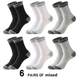AIDASE  -  6 Pairs/lot Men's Sports Socks Autumn Winter 100% Cotton Running Black Sports Hiking Socks Black White Gray Male Long Tube Socks aidase-shop