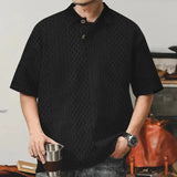 AIDASE  -  Short Sleeved POLO Shirt for Men's Summer Knit Jacquard Texture Oversized Loose Collar Niche T-shirt aidase-shop