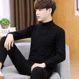 AIDASE  -  Mr. NR Briti Sle  Color f High Collar Knitted Long Sve Wave Pattern Elastic Base irt Sweater for Men Casual aidase-shop