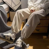 AIDASE  -  Winter Fleece Baggy Harem Sweatpants For Men New Korean Fashion Drawstring Trousers Y2K Vintage Streetwear Joggers Pants aidase-shop