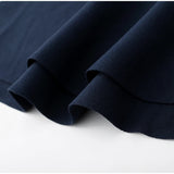 AIDASE  -  Ruffle Top Pant Sets Women Elegant Dark Blue O-neck Sleeveless Top High Waist Wide Leg Pants Female Suit 2025 Chic Lady Outfits aidase-shop