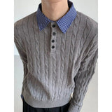 AIDASE  -  Thiened Fake Two-Piece Knitted Sweater for Men Autumn Winter  Sle irt Collar Cotton Blend Casual Knitwear aidase-shop