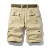 AIDASE  -  Summer Casual Shorts Men Solid Color Embroidery Pattern cargo Shorts Cotton Beach Print Shorts Men Bermuda Overalls Pocket Pants aidase-shop