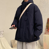 Minimalist Coats Men Winter Warm Hooded Cotton Parkas Casual Trend Drawstring Solid Color Outdoor Loose Hoody Parka Male aidase-shop