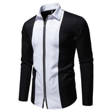 AIDASE  -  New Men's Zipper Design Long Sleeved Shirt Contrast Color Patchwork Luxury Male Tops aidase-shop