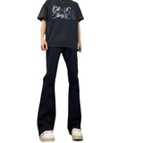 AIDASE  -  Black Bell Bottom Jeans Men's Autumn Versatile Handsome High Waist Slimming Leg Lengthening Casual Wide Leg Pants aidase-shop