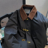 Corduroy Plaid Patchwork Padded Jacket for Men Women  Winter Elegant Retro Thicken Coat Unisex Button Lapel Parkas