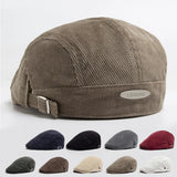 AIDASE  -  Men Fashion Corduroy Beret Spring Autumn Thick Warm Women's Flat Hat Vintage Casual Newsboy Cap Unisex Fashion Front Back Wear